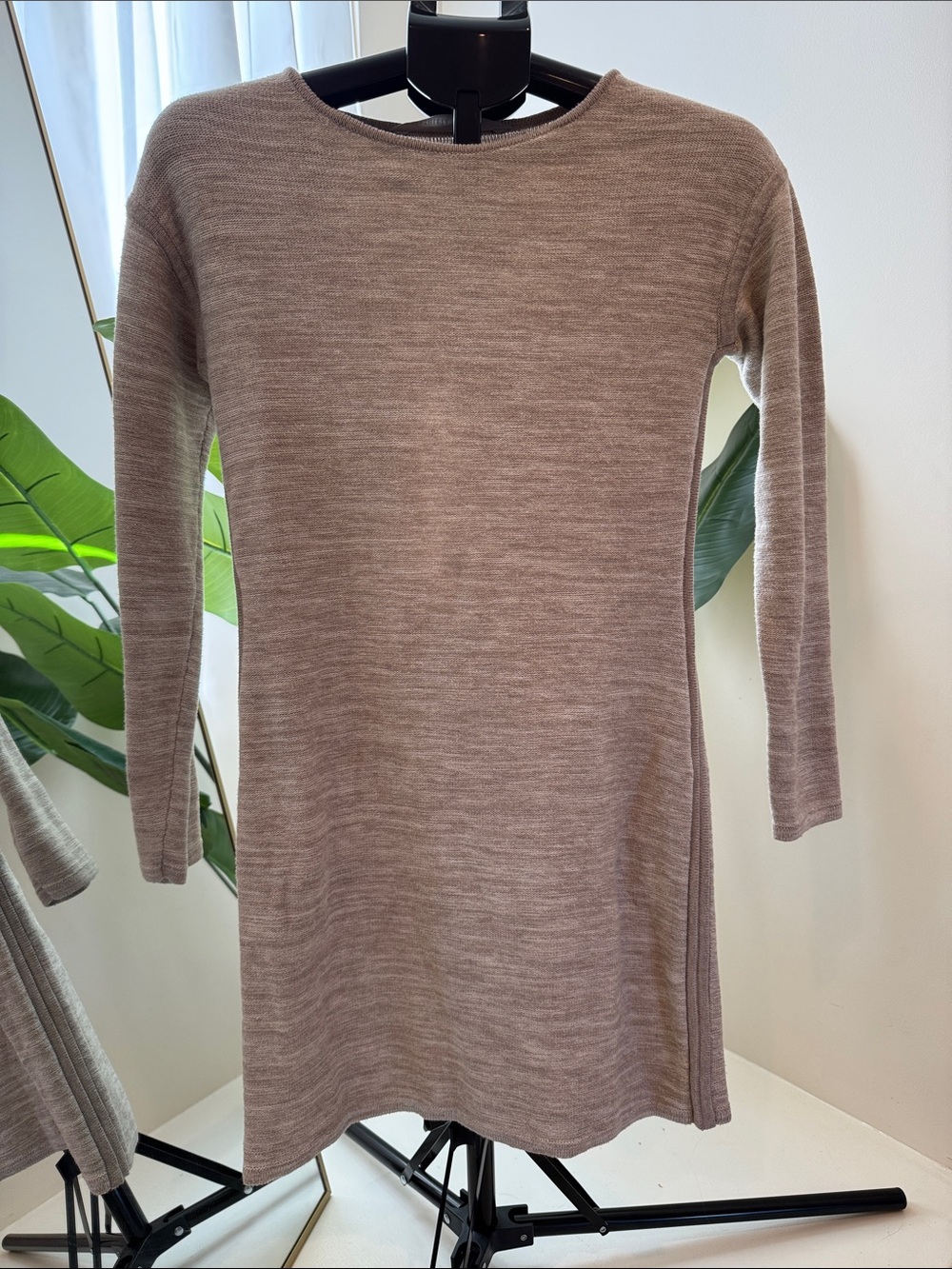 Athleta Taupe Crewneck Knit Dress